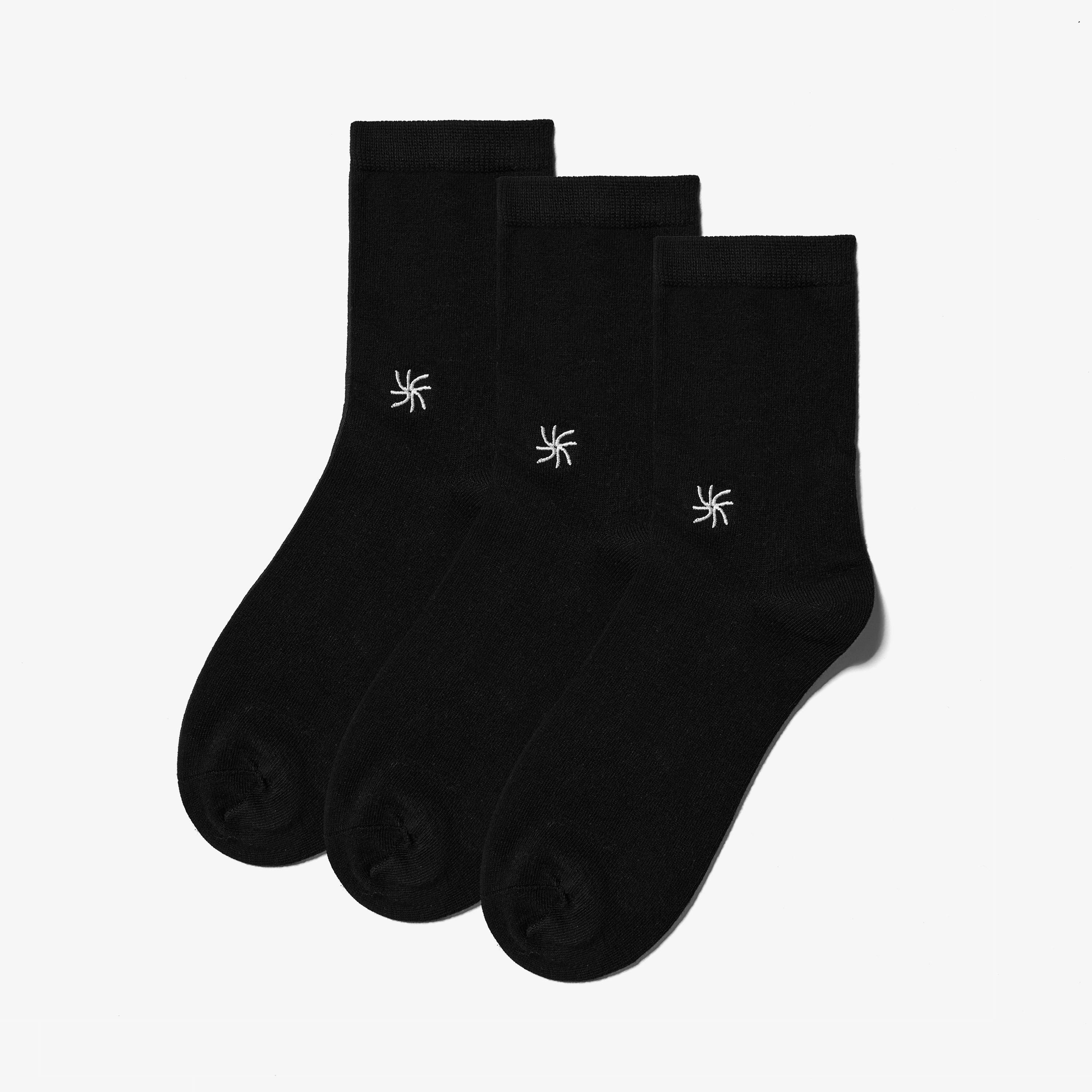Cloudsteppers 3 Pack Crew Socks Black